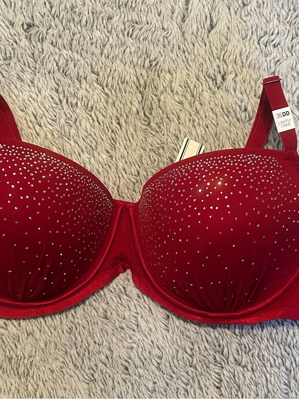 Victoria's Secret Red Embellished lightly lined balconette size 36DD